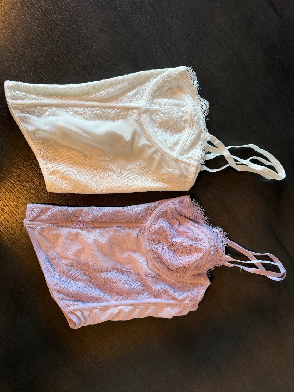 Garage Chrishell Lace Mesh Bustier Duo - White & Lavender